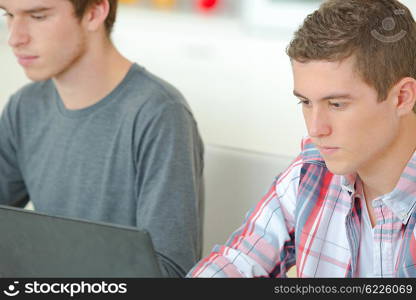 Two guys studying