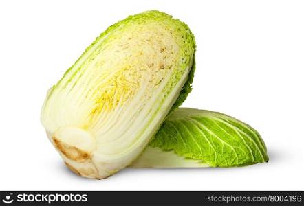 Two half Chinese cabbage on each other isolated on white background