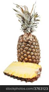 two halfs of ripe pineapple isolated on white background
