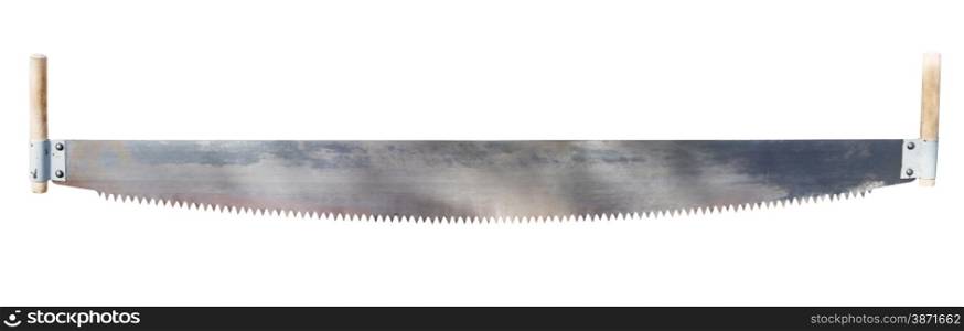 two handled saw isolated on white background