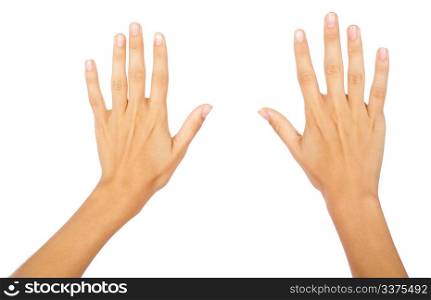 two hands on isolated background