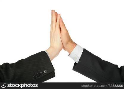 Two hands, which are touched by palms