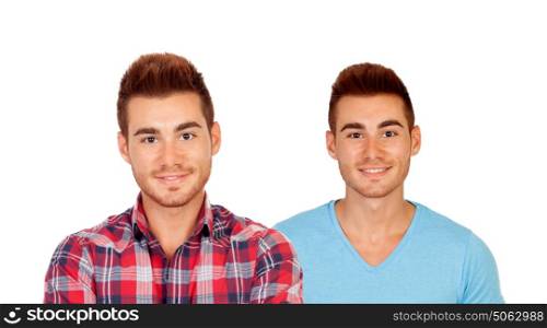 Two handsome guys isolated on a white background