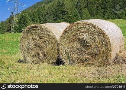 two hay bales