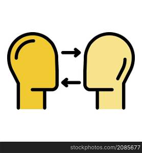 Two heads and arrows icon. Outline two heads and arrows vector icon color flat isolated. Two heads and arrows icon color outline vector