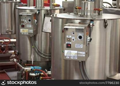 Two heater tanks in a chocolate factory