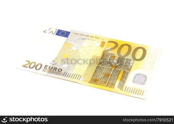 Two hundred euro banknote isolated on a white background