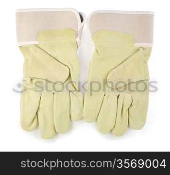 two industial gloves isolated on white background