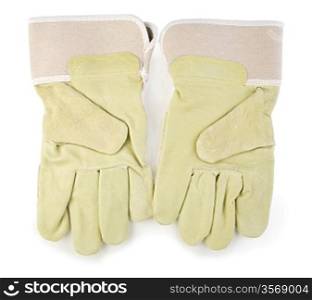 two industial gloves isolated on white background