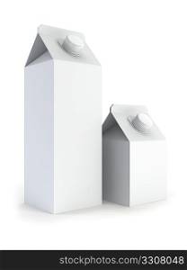 two isilated blank milk box 3d rendering