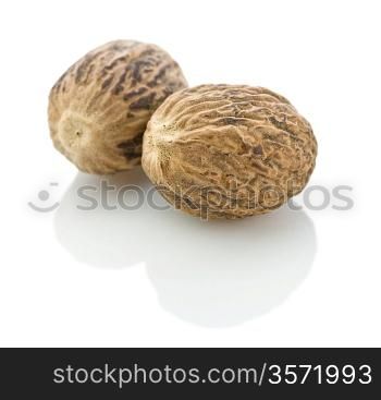 two isolated nutmeg