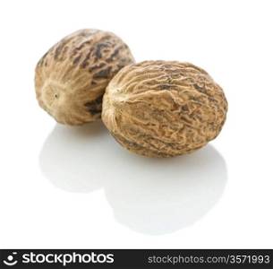 two isolated nutmeg