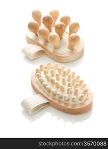 two isolated wooden massagers