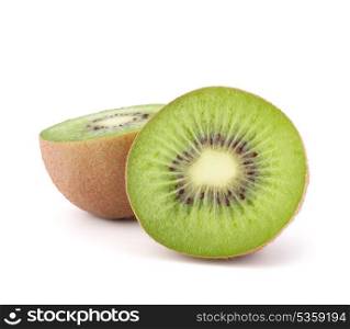 Two kiwi fruit sliced halves isolated on white background cutout