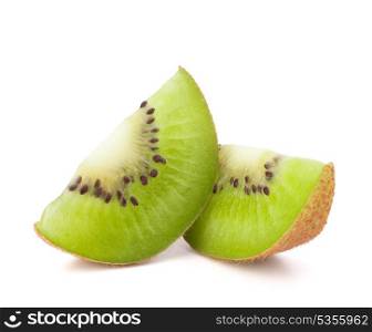 Two kiwi fruit sliced segments isolated on white background cutout