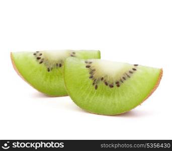 Two kiwi fruit sliced segments isolated on white background cutout
