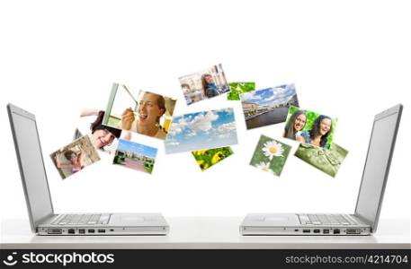 two laptops are sharing photos by air. All flying photos you can find at my portfolio