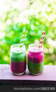Two layer colorful smoothies