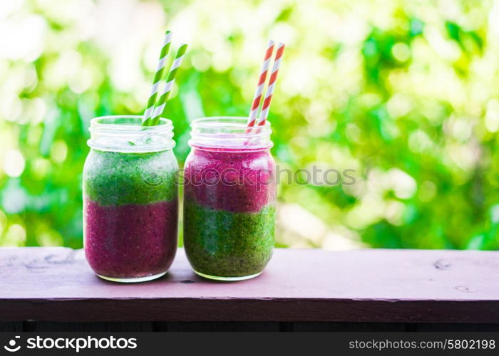 Two layer colorful smoothies
