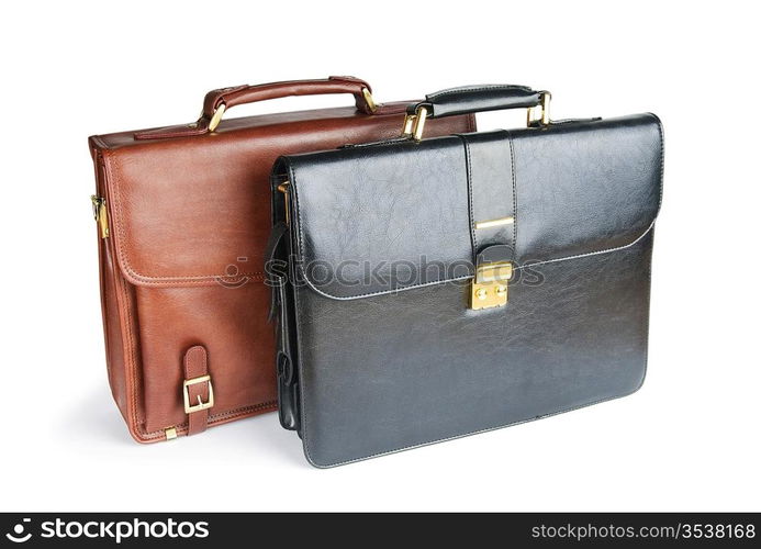 Two leather briefcases isolated on the white