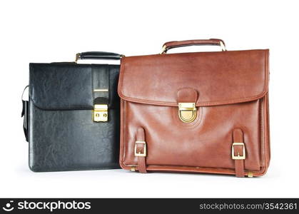 Two leather briefcases isolated on the white