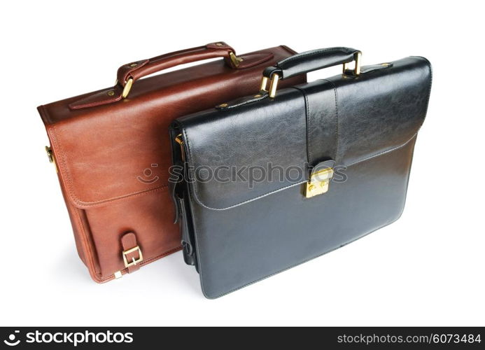 Two leather briefcases isolated on the white