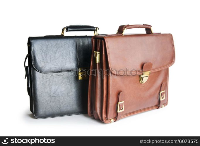 Two leather briefcases isolated on the white