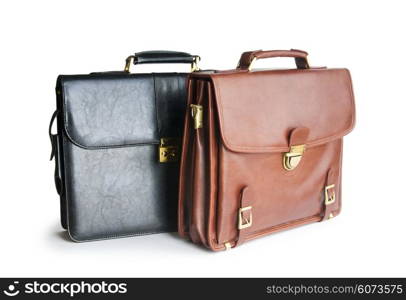 Two leather briefcases isolated on the white