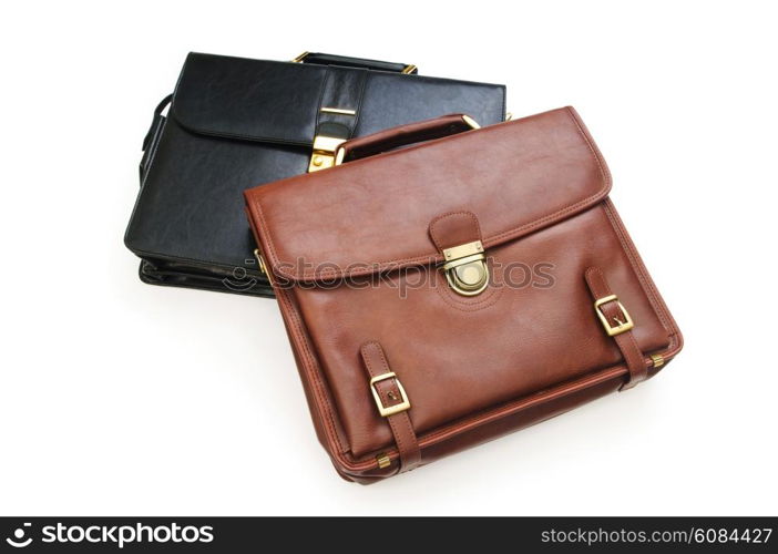 Two leather briefcases isolated on the white