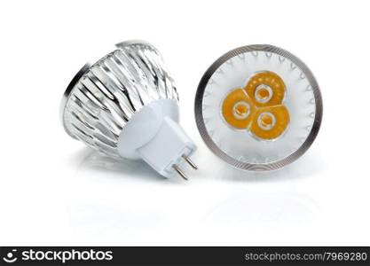 Two LED bulbs MR16. Isolate on white.