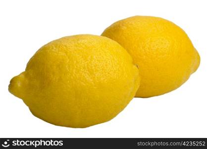 Two lemons on a white background, isolated
