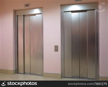 Two lifts in a hotel hall