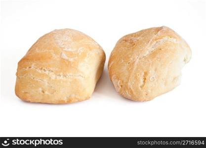 two loafs of bread isolated on white background with clipping path