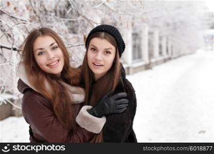 Two Lovely young Girls in Winter