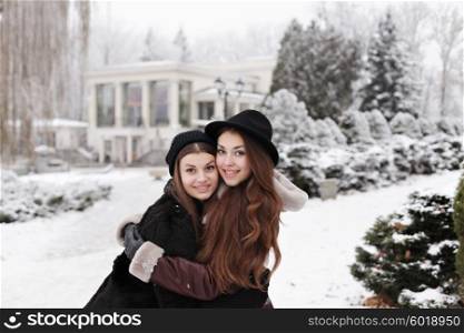 Two Lovely young Girls in Winter