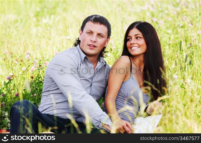 two lovers on grass field