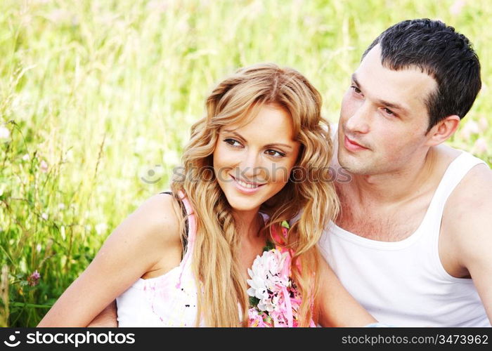 two lovers on grass field