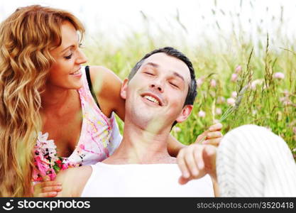 two lovers on grass field