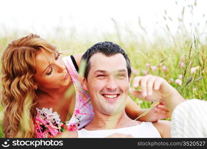 two lovers on grass field