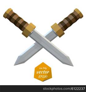 Two Low poly knifes on a white background. Vector illustration.