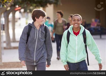 Two Male Students Walking To High School
