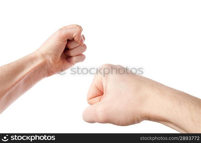 two man&acute;s arms with fighting gesture