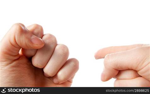 two man&acute;s arms with fighting gesture