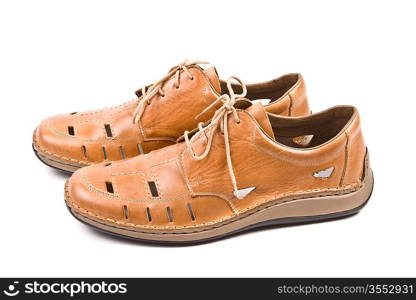 Two man&acute;s summer shoes isolated on white background