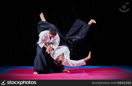 Two martial arts fighters on black
