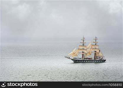 Two Masted Sailing Ship in the Black Sea. Two Masted Sailing Ship