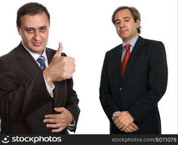 two mature business men isolated on white