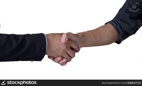 Two men shaking hands isolated on white background , business people concepts