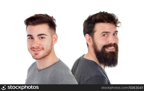 Two men with beard isolated on a white backgroung