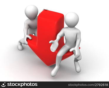 Two men with symbol Download. 3d